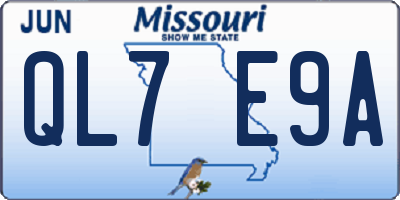 MO license plate QL7E9A