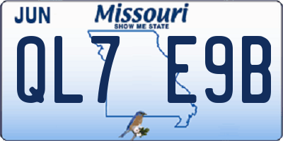 MO license plate QL7E9B