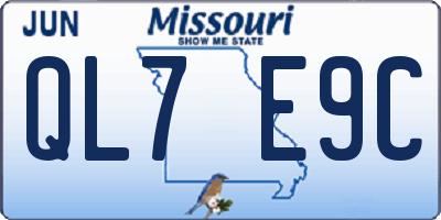 MO license plate QL7E9C