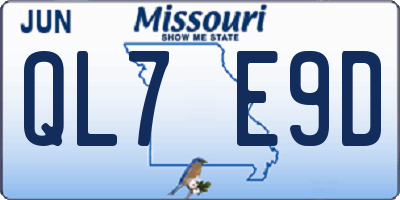 MO license plate QL7E9D
