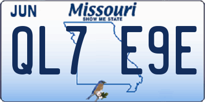 MO license plate QL7E9E