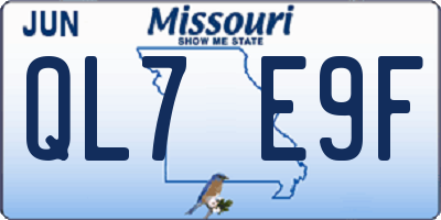 MO license plate QL7E9F