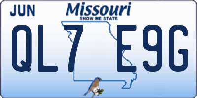 MO license plate QL7E9G