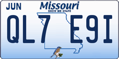 MO license plate QL7E9I