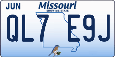 MO license plate QL7E9J