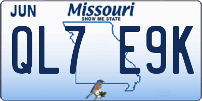 MO license plate QL7E9K