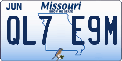 MO license plate QL7E9M