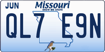 MO license plate QL7E9N