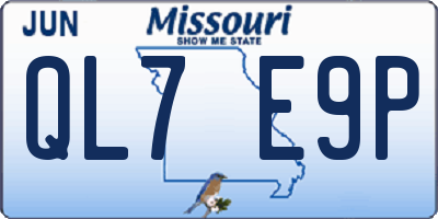 MO license plate QL7E9P
