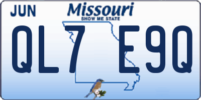 MO license plate QL7E9Q