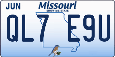MO license plate QL7E9U