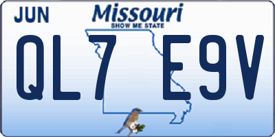 MO license plate QL7E9V