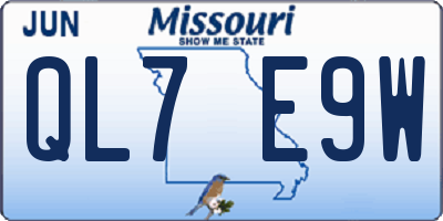 MO license plate QL7E9W