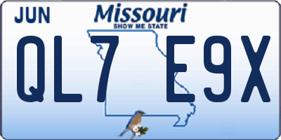 MO license plate QL7E9X
