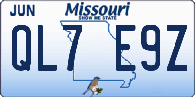 MO license plate QL7E9Z