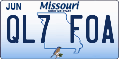 MO license plate QL7F0A