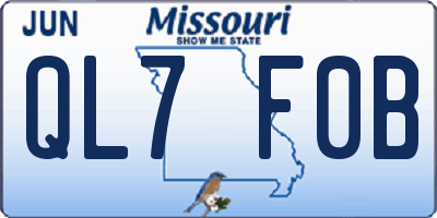 MO license plate QL7F0B