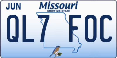 MO license plate QL7F0C