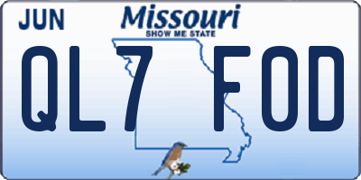 MO license plate QL7F0D