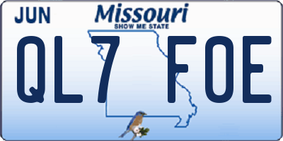 MO license plate QL7F0E