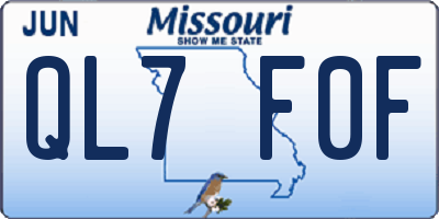 MO license plate QL7F0F