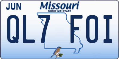 MO license plate QL7F0I