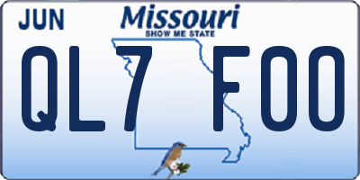 MO license plate QL7F0O