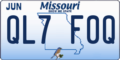 MO license plate QL7F0Q