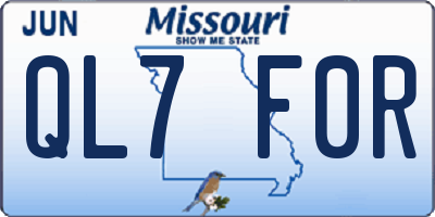 MO license plate QL7F0R