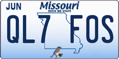 MO license plate QL7F0S