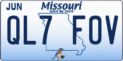 MO license plate QL7F0V
