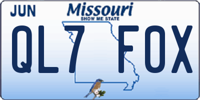 MO license plate QL7F0X