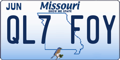MO license plate QL7F0Y