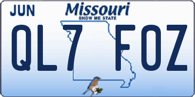 MO license plate QL7F0Z