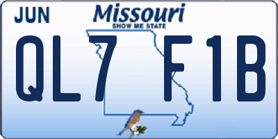 MO license plate QL7F1B