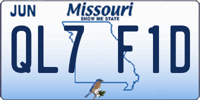 MO license plate QL7F1D