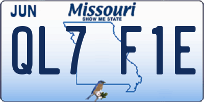 MO license plate QL7F1E