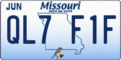 MO license plate QL7F1F