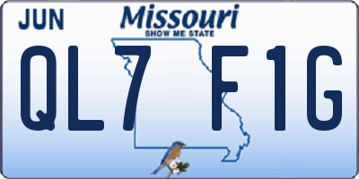 MO license plate QL7F1G