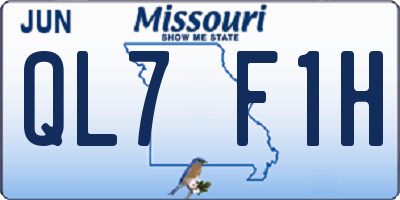 MO license plate QL7F1H