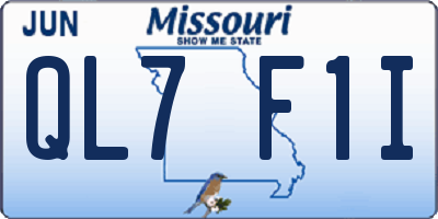 MO license plate QL7F1I