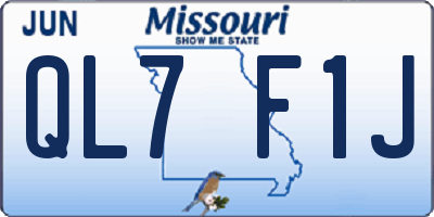 MO license plate QL7F1J