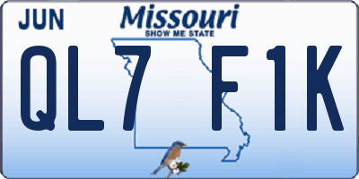 MO license plate QL7F1K