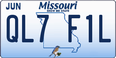 MO license plate QL7F1L