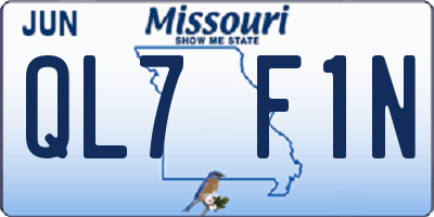 MO license plate QL7F1N