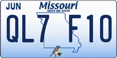 MO license plate QL7F1O