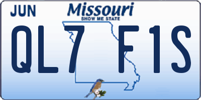 MO license plate QL7F1S