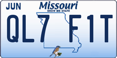 MO license plate QL7F1T