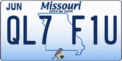 MO license plate QL7F1U