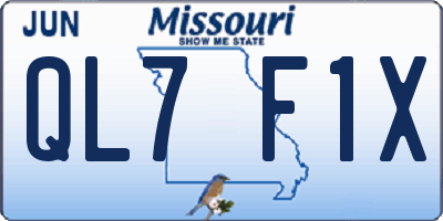MO license plate QL7F1X